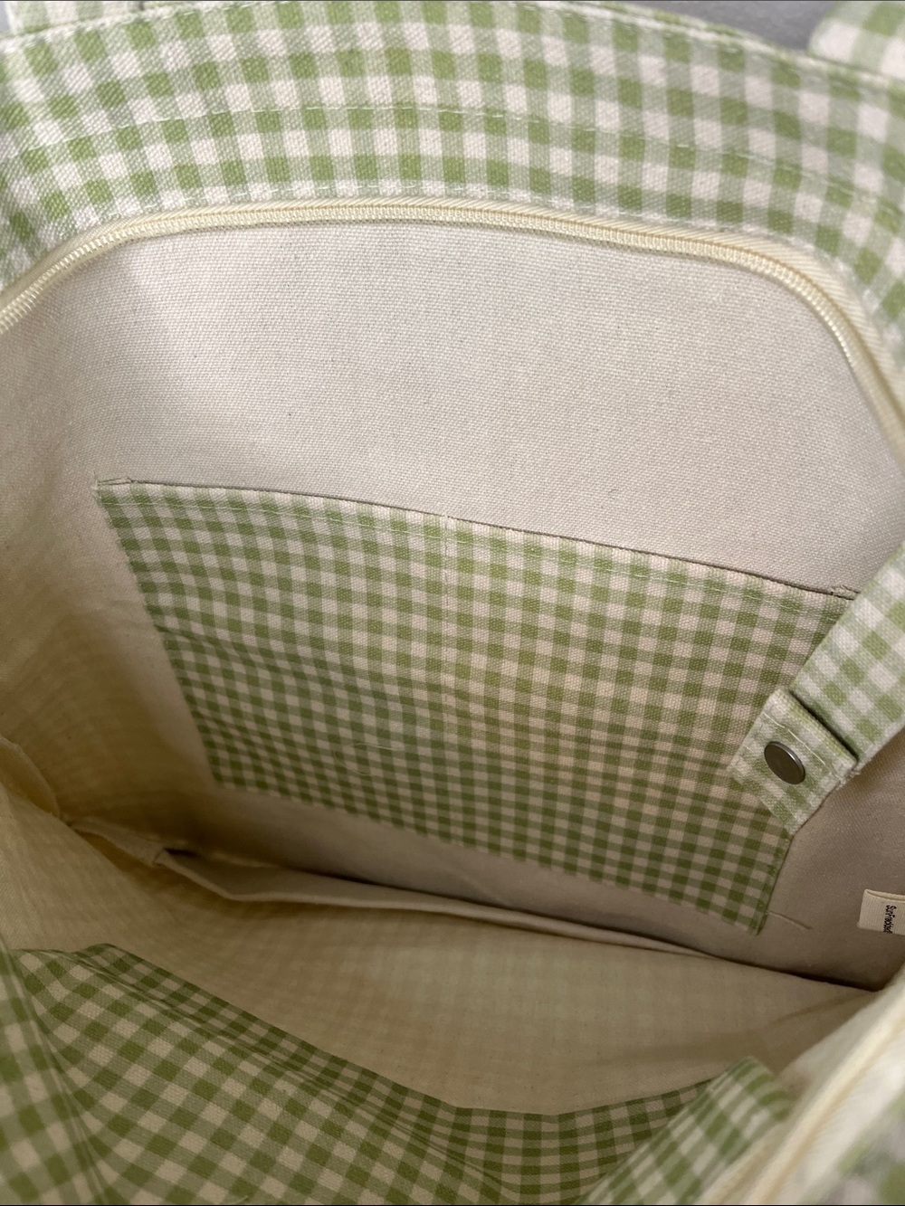 NWT Sun Freckled Studio Green Gingham Checkered Bag - Picture 8 of 13